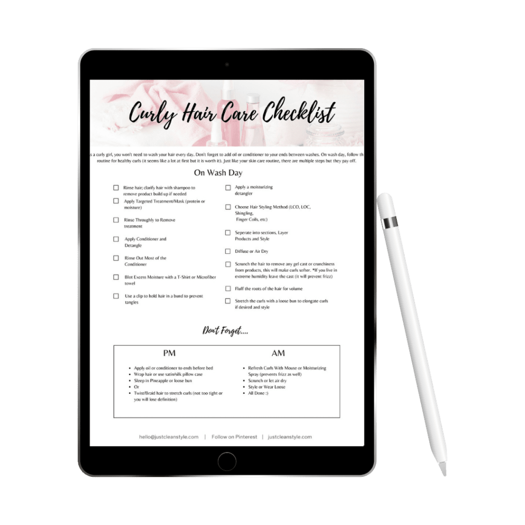 crazy healthy curly checklist - JustCleanStyle healthy curl checklist